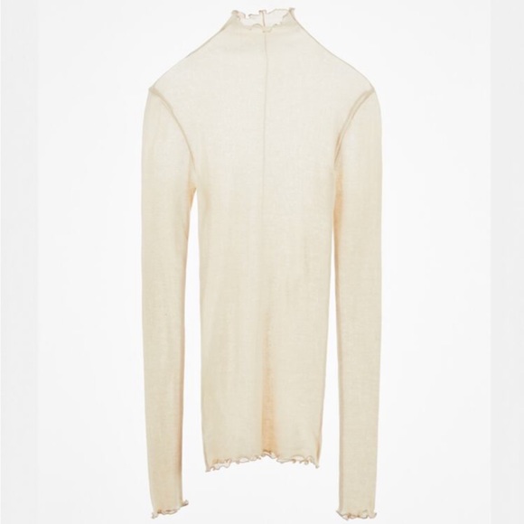 Zara - Scalloped Cotton Turtleneck - Picture 1 of 3